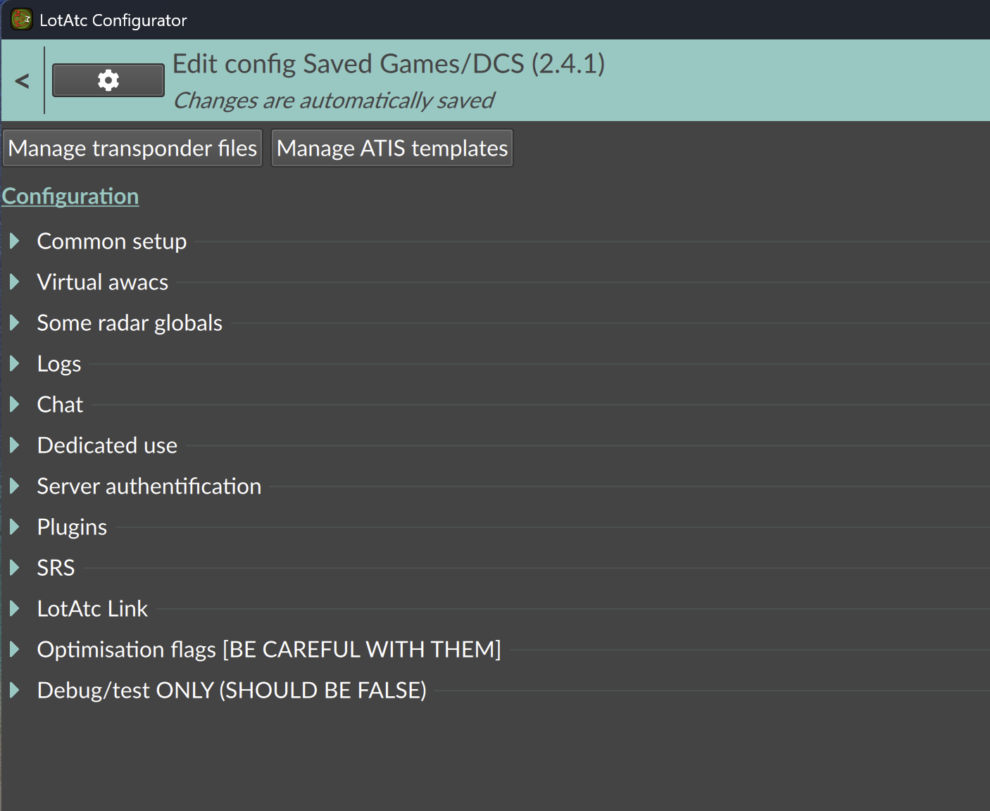 Configurator config page with file editors