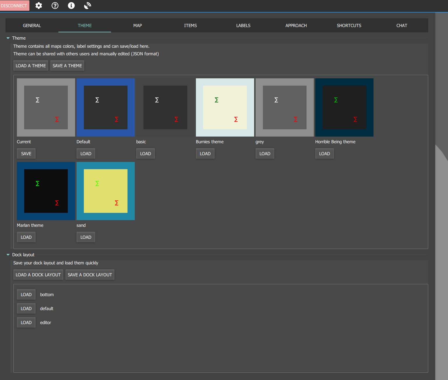 Dock layout presets